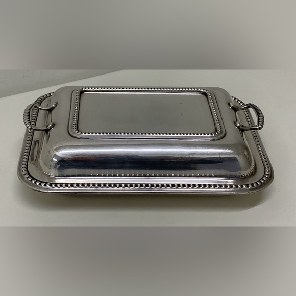 Antique Wallace EPNS Silver Plated Gadrooned Lidded Handled Serving Dish England - Picture 16 of 16